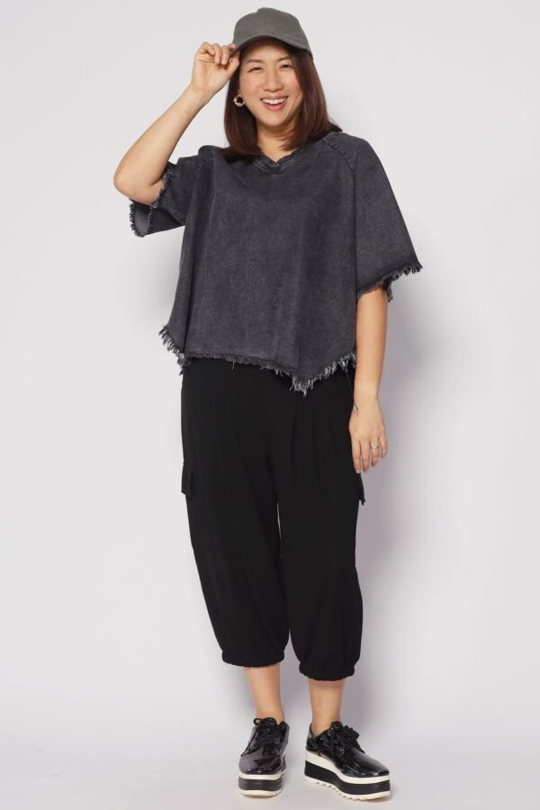 Johan Fringe Top in Black Denim - Image 3